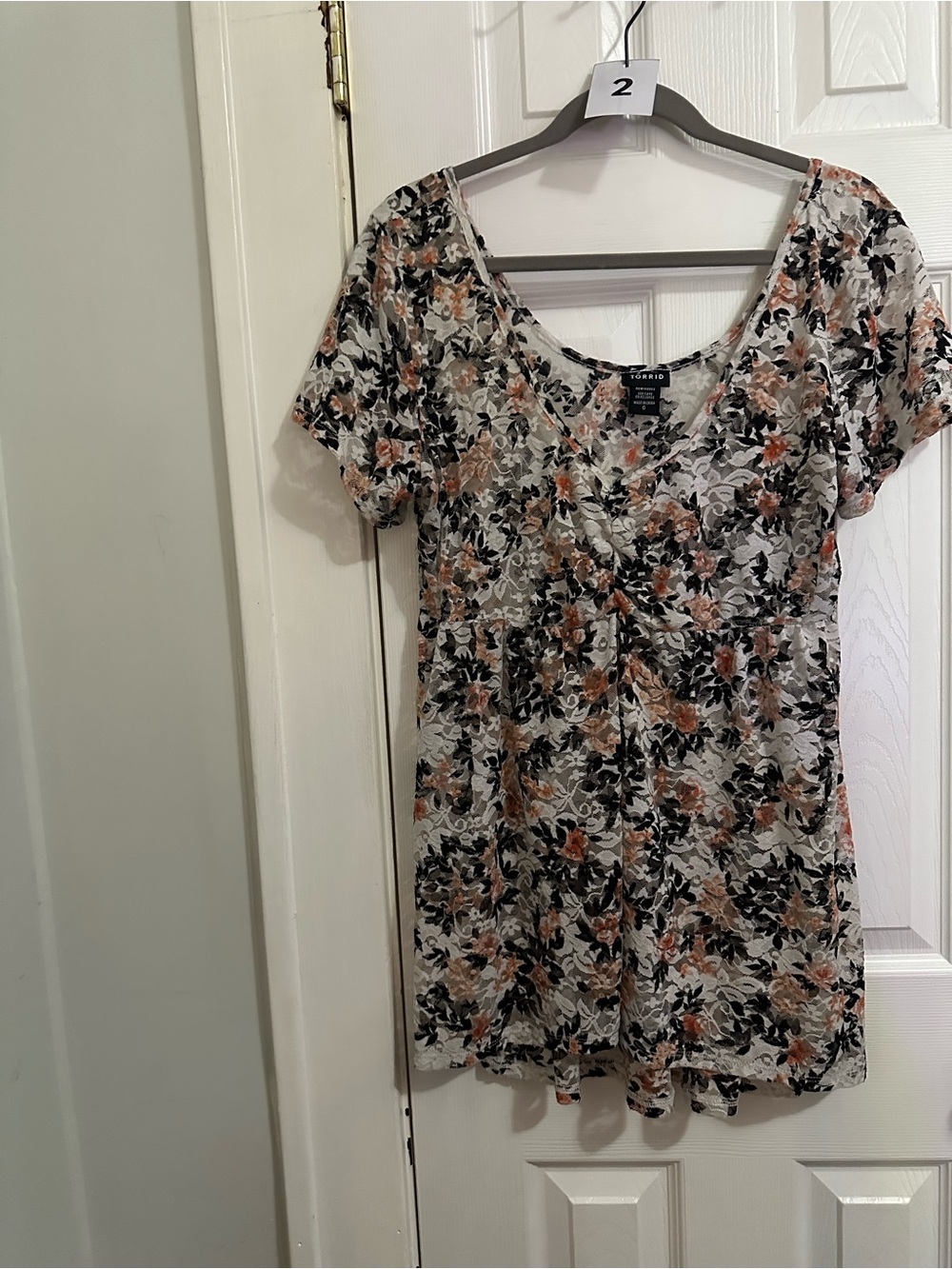 TORRID Lace Babydoll Floral Sheer Short Cap Sleeve